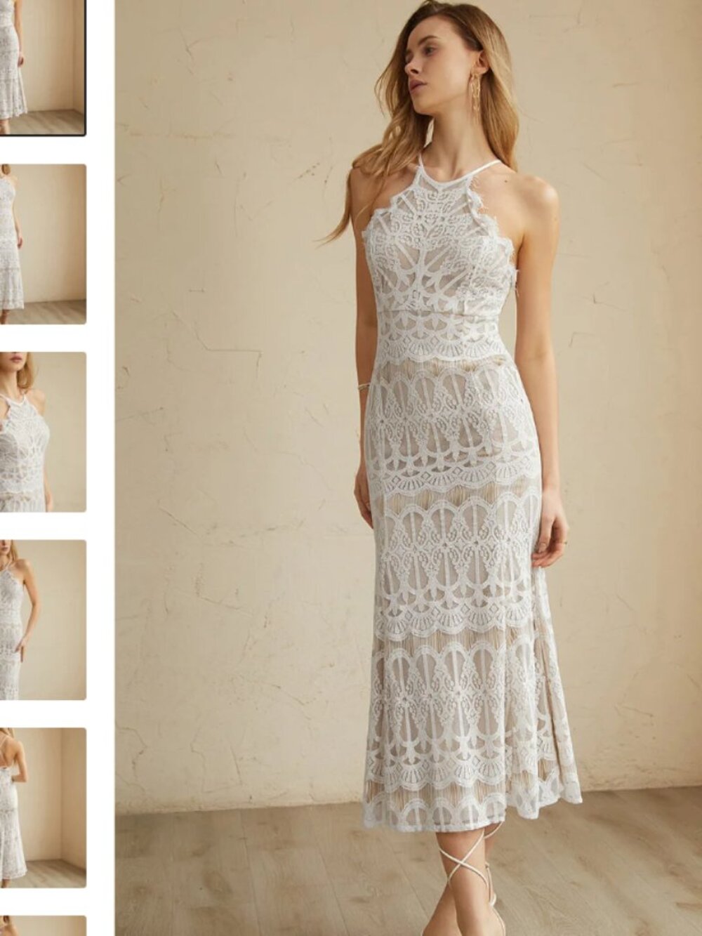 Glamorous Lace Halter Long Dress- Wedding